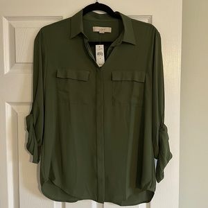 LOFT Button Up Blouse with optional Roll Up Sleeve